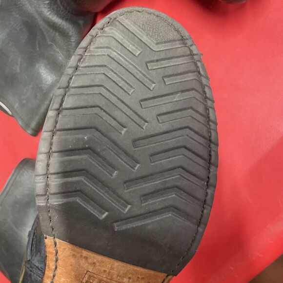 Frye Veronica Short Black Leather Moto Boots Womens Size 8B Buckle Biker Pull on - Picture 11 of 12